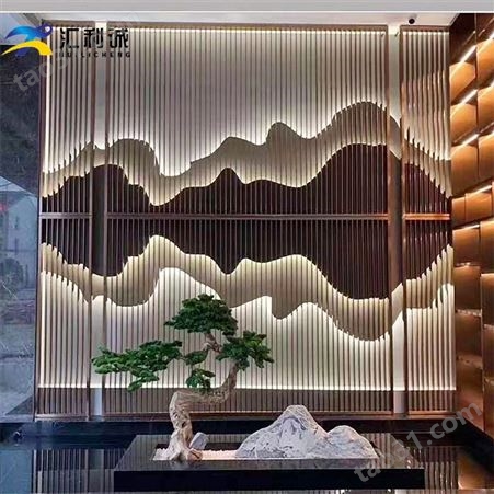 广东不锈钢假山屏风隔断客厅 山峦屏风工程装饰