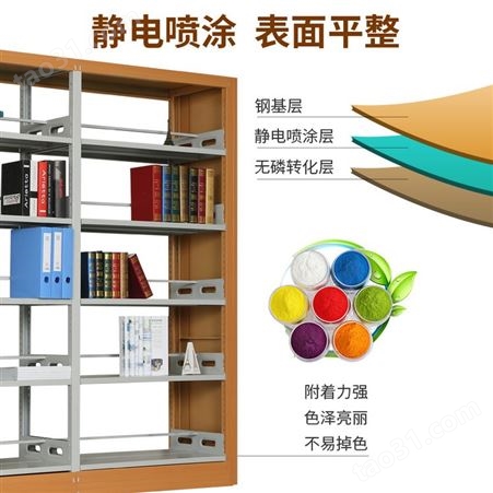 钢制书架 简约现代家用书架 办公室多层书橱 图书馆书架