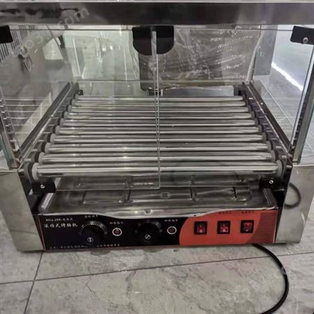 供应7管设计带接油盘全自动恒温控制滚动式烤肠机