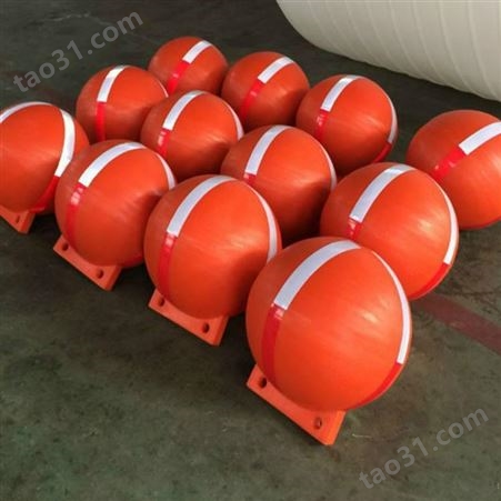 宁波天蔚海上警示浮球聚乙烯材质单双耳尼龙绳串联安装便捷30/40公分