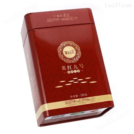 英德红茶铁盒生产厂家 150g茶叶罐铁盒定制 长方形英红九号铁盒包装订做 麦氏罐业
