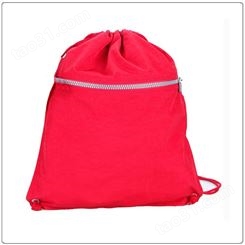 工厂定制新款拉链袋束口袋拉绳背包便携束品背包经典红色可印LOGO
