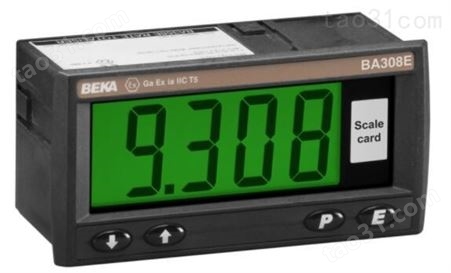 BEKA BA308E本安回路供电功率数字指示器-面板安装