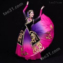 新疆舞蹈演出服长裙大裙摆少数民族演出服装