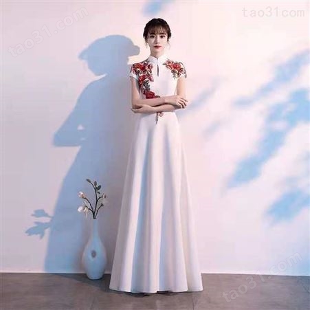 大合唱演出服女长裙2021新款气质中国风合唱团朗诵服装独唱晚礼服
