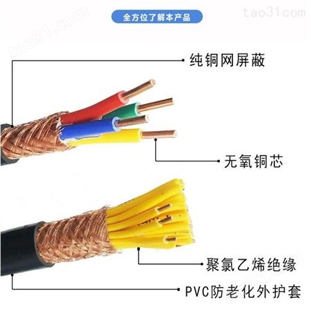 耐高温氟塑料控制电缆 ZR-KVVRP 4*1.0 现货批发 定制 天长